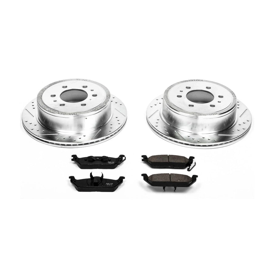 Power Stop K1950 Z23 Carbon-Fiber Ceramic Brake Pads and Drilled Slotted Rotors Brake Kit For 2004 2005 2006 2007 2008 2009 2010 2011 Ford F-150 Harley and 6 Lug | 2006-2008 Lincoln Mark LT