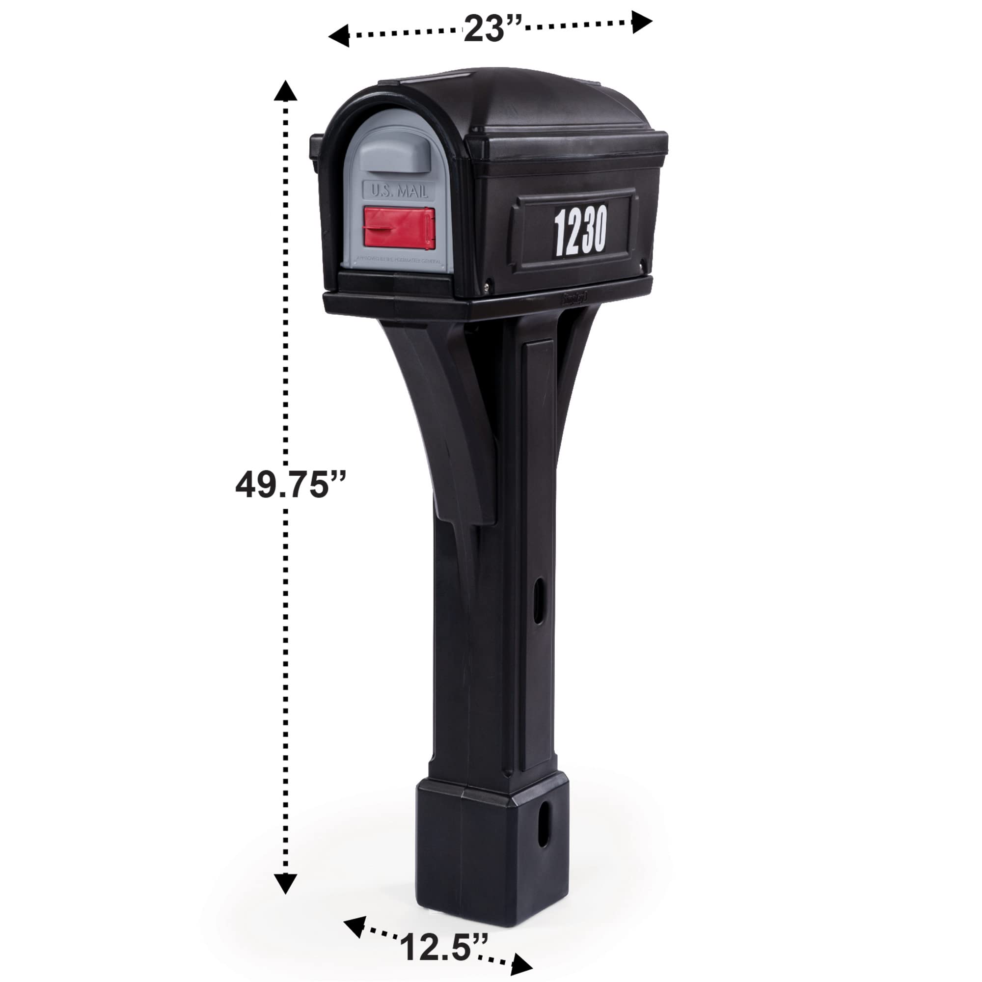 Simplay3 Mailbox & Post Mount Classic Combo Kit with 2 Access Doors - Black
