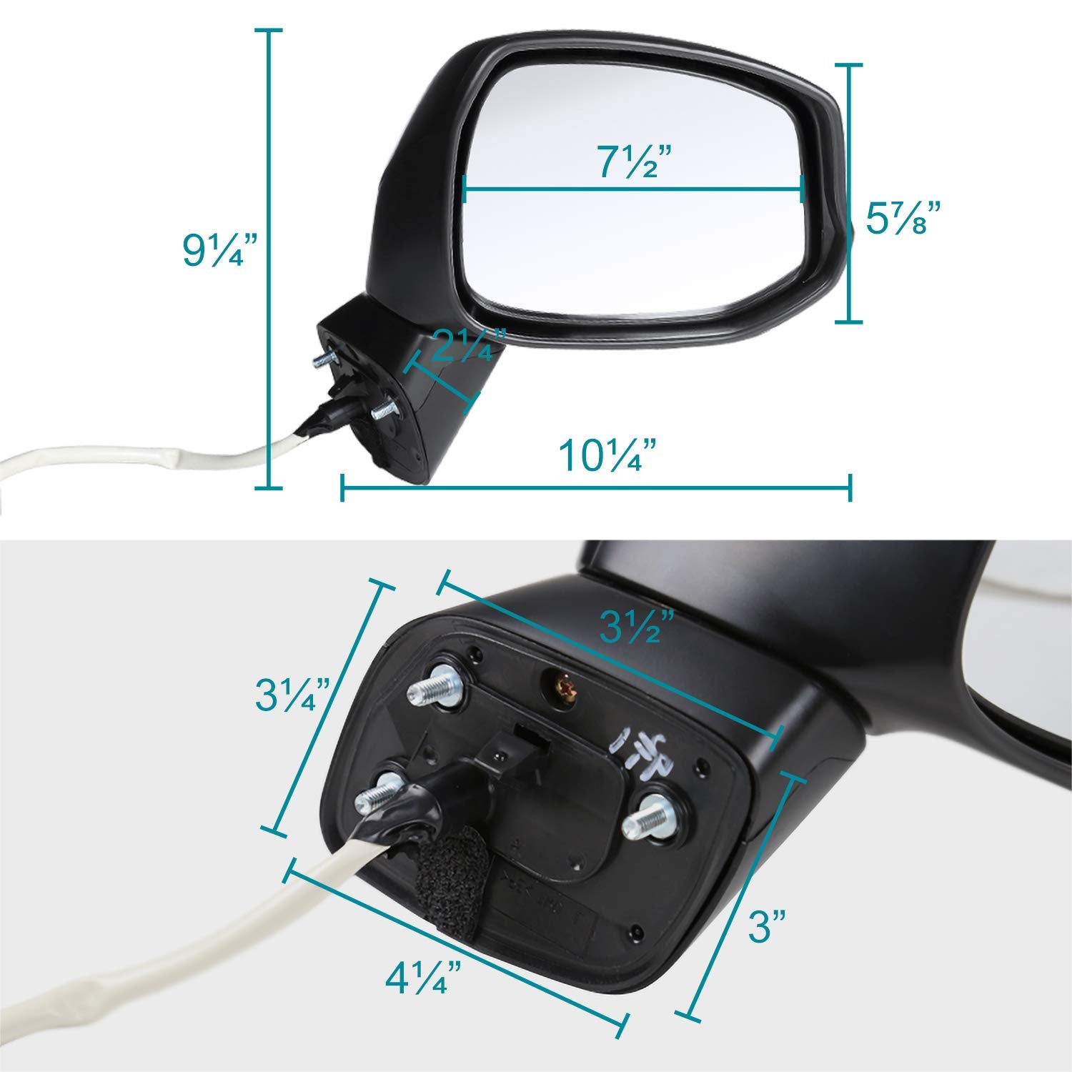 Spec-D Tuning Power Adjust Right Passenger Side Glossy Black 3-Pin Manual Fold Side Mirror Compatible with 2012-2015 Honda Civic