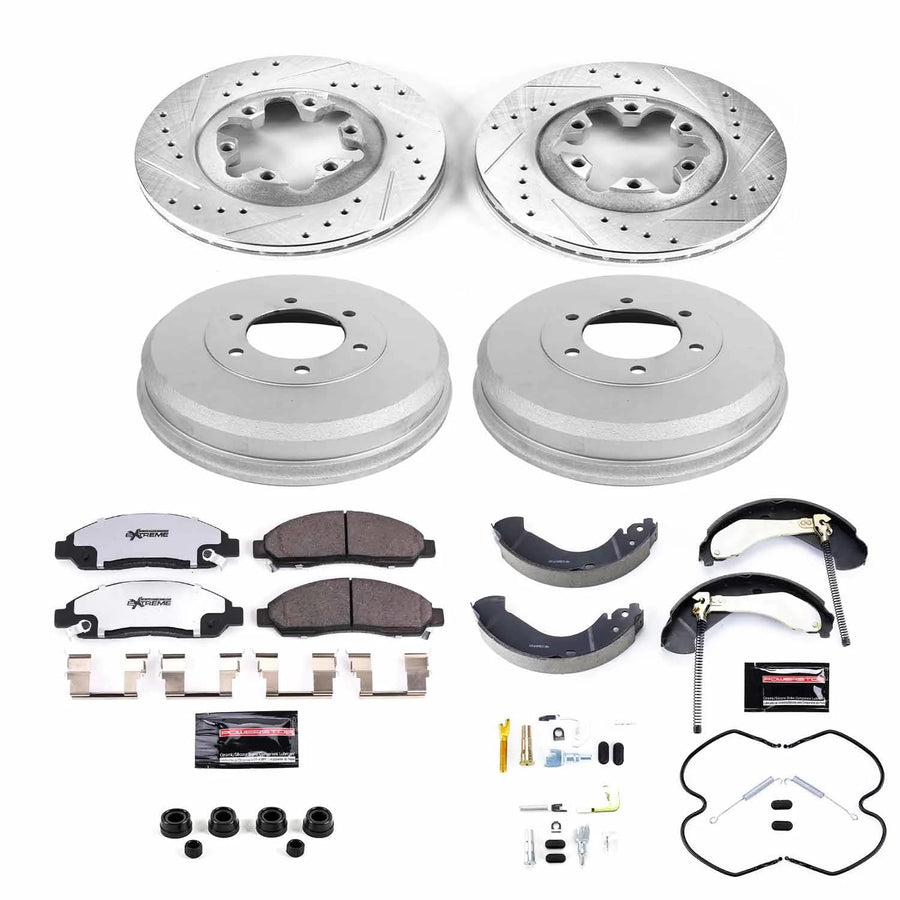 Power Stop K15236DK-36 Z36 Truck & Tow Front and Rear Brake Kit, Carbon Fiber Ceramic Brake Pads and Drilled/Slotted Brake Drums For Colorado, Canyon, i-, i-290, i-, i-370 [Model Specific]