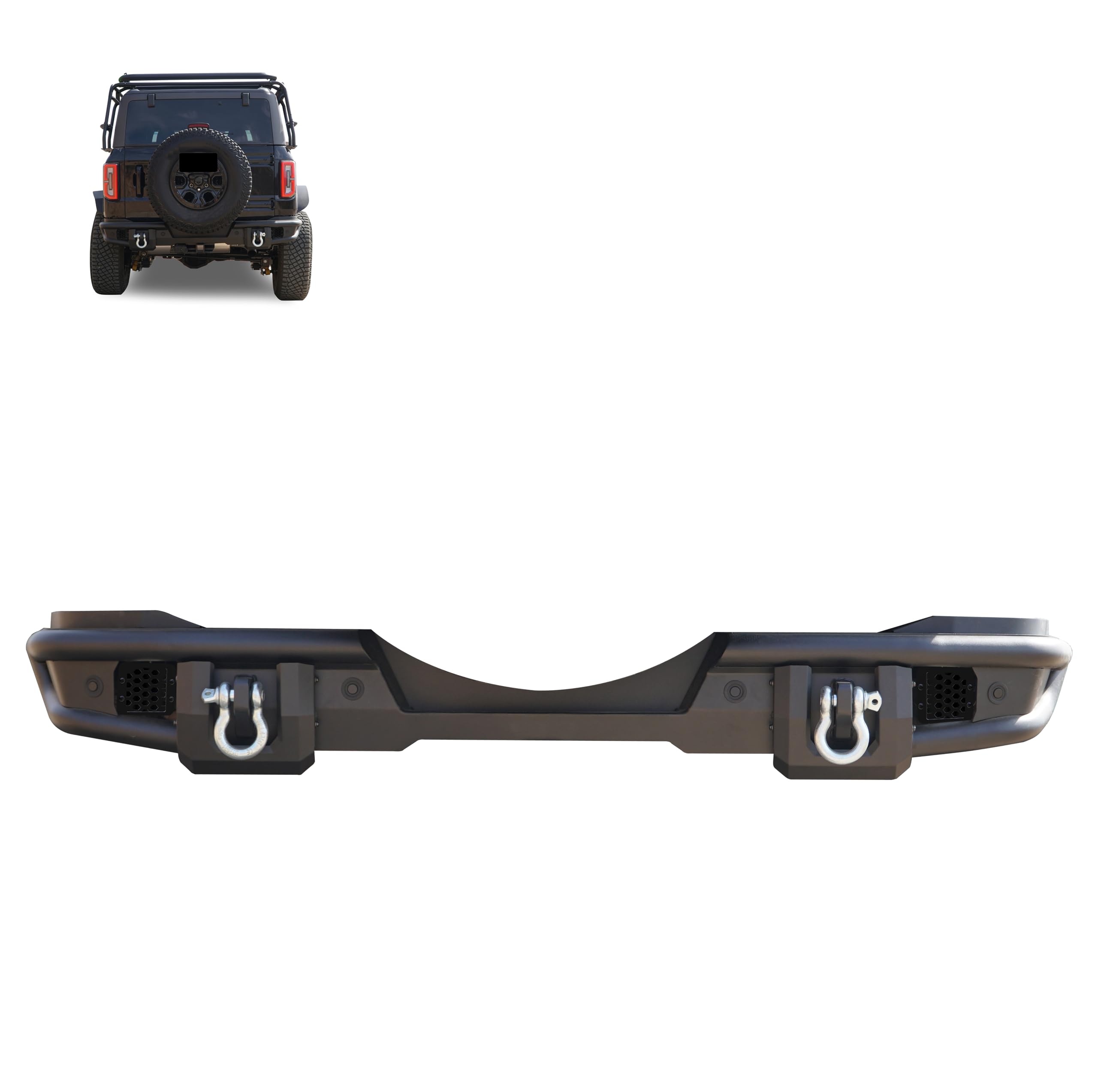 Heavy Duty Black Horse Armour Tubular Rear Bumper Tubular Matte Black Compatible with 2021-2024 Ford Bronco-ARB-FB22T