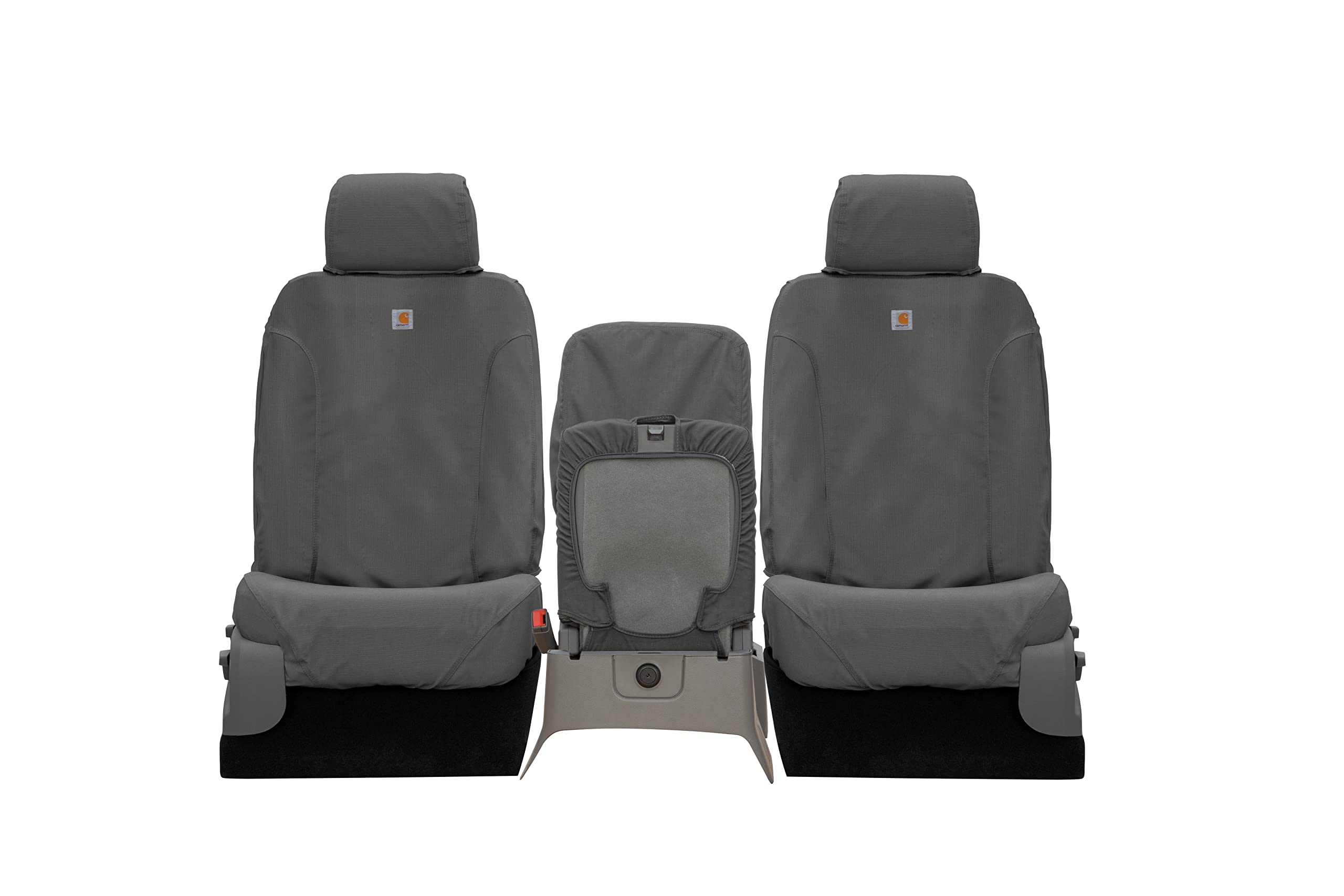 Covercraft Custom Seat Covers Carhartt SeatSaver | Fits 2015-2018 Ford F-150 | 1st Row 40/20/40 Bench Seat, Duck Weave Gravel
