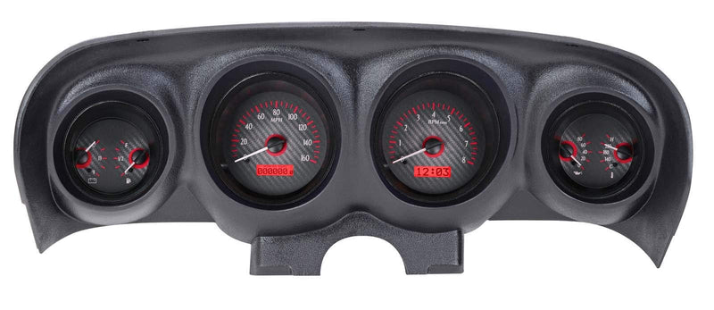 Dakota Digital VHX-69F-MUS-C-R Analog Dash Gauge System Compatible with 1969-70 Ford Mustang Carbon Fiber Red Backlighting