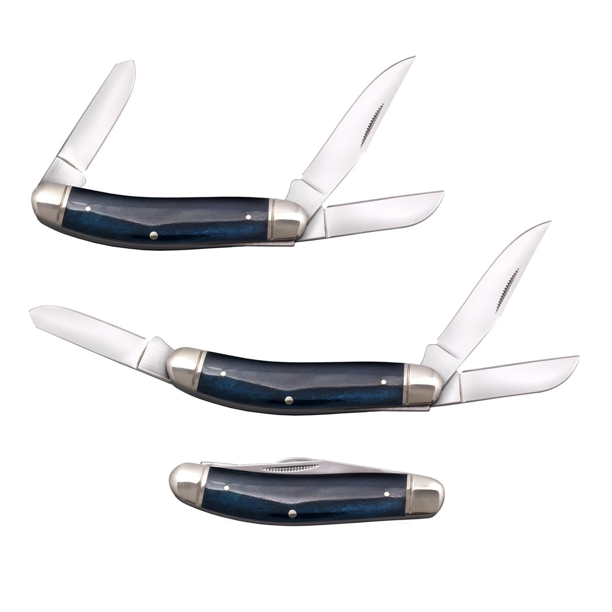Cold Steel Stockman Gentlemen's Versatile Practical Durable Compact Pocket Folding Knife - 3 Blades; Blue Bone Handle; Slip Joint Lock