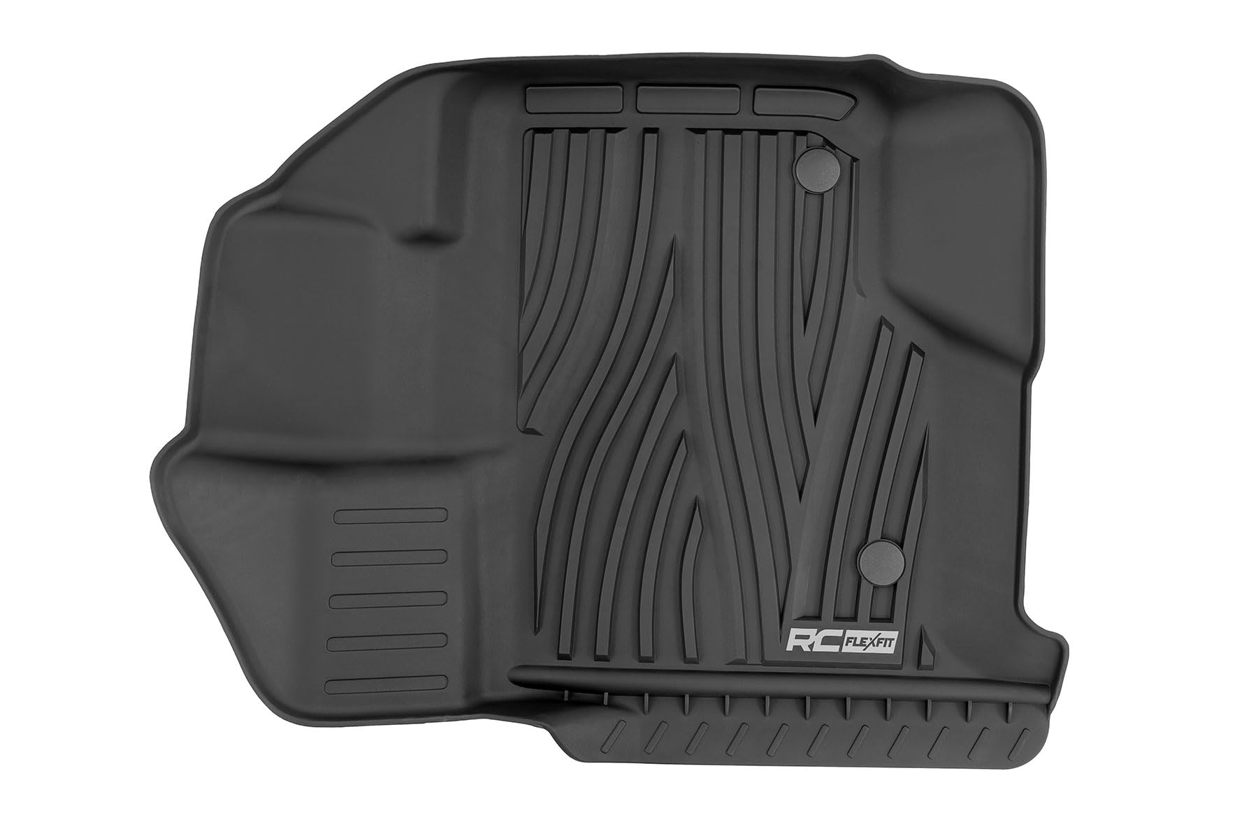 Flex-Fit Rough Country Front Floor Mats for Ford F-150 (2015-25)/Lightning (2022-25)/Raptor (2017-25) Crew Cab - Custom All-Weather Non-Slip TPE Liners w/Spill Saver Lip