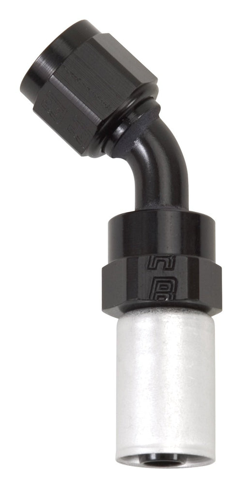 45 DEG BLK & CLR HOSE END #4 CRIMP ON