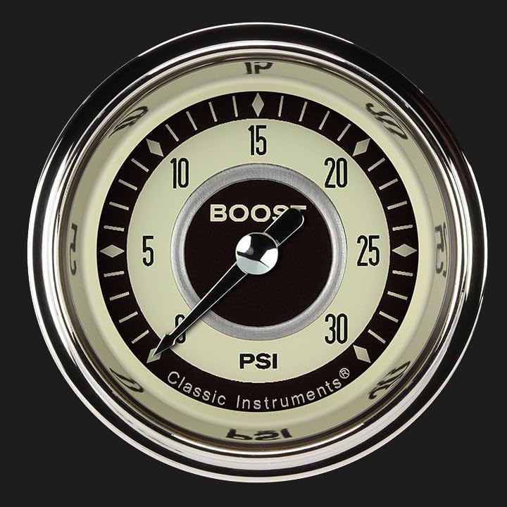 Nostalgia Classic Instruments NT142SHC 2-1/8" Boost Gauge 30 PSI Electric