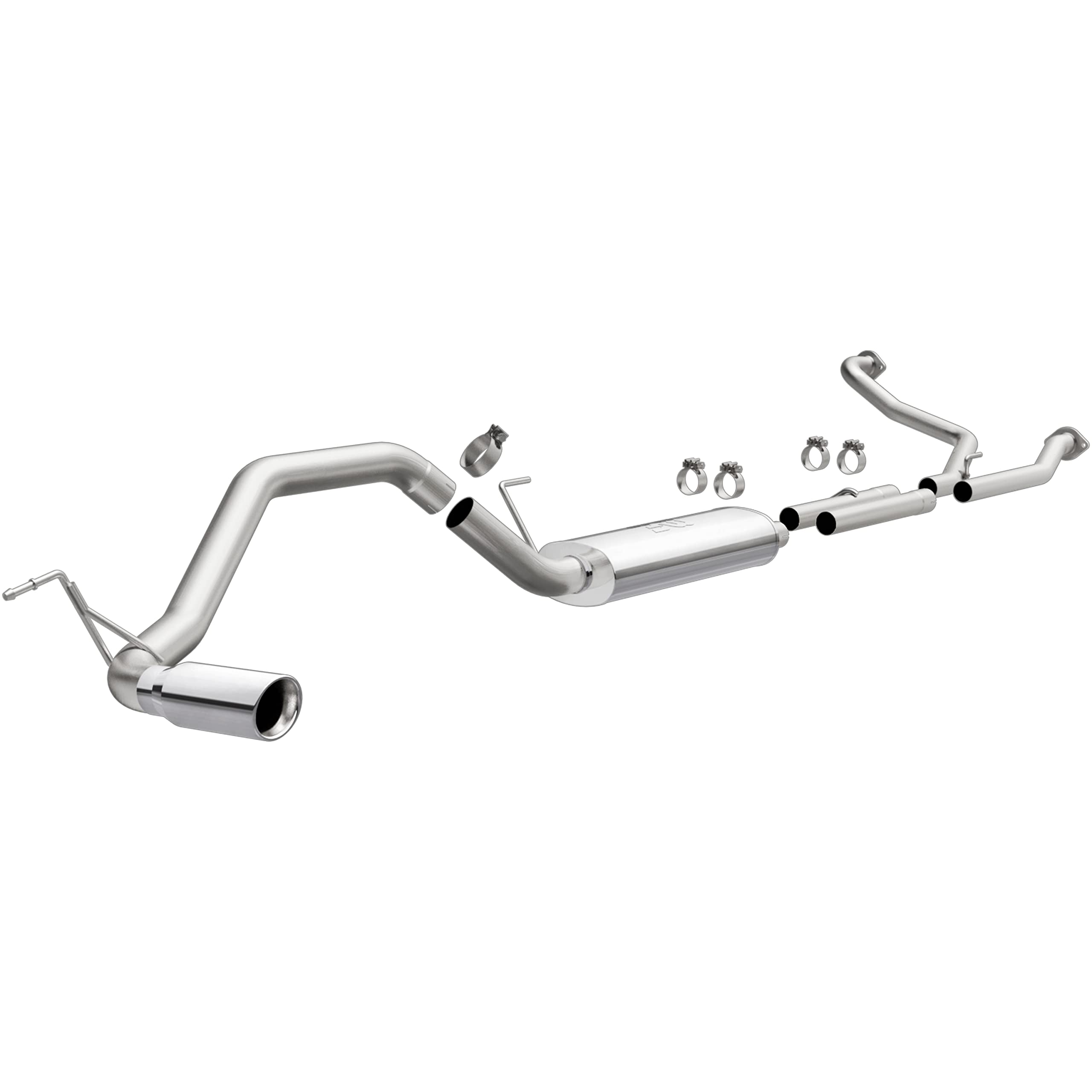 Cat-Back MagnaFlow Performance Exhaust System 19421 - Street Series, Stainless Steel 3in Main Piping, Single Passenger Side Rear Exit, Polished Finish 4in Exhaust Tip - Titan Performance Exhaust Kit