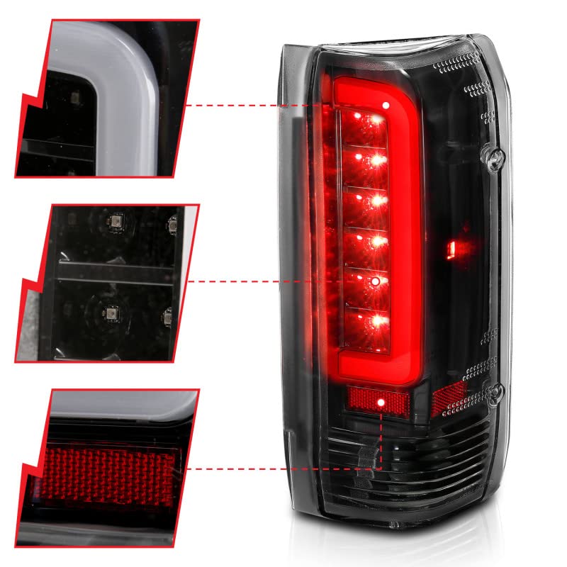 1987-1996 Ford F-150 ANZO (311350) LED Taillights Black Housing Clear Lens (Pair)