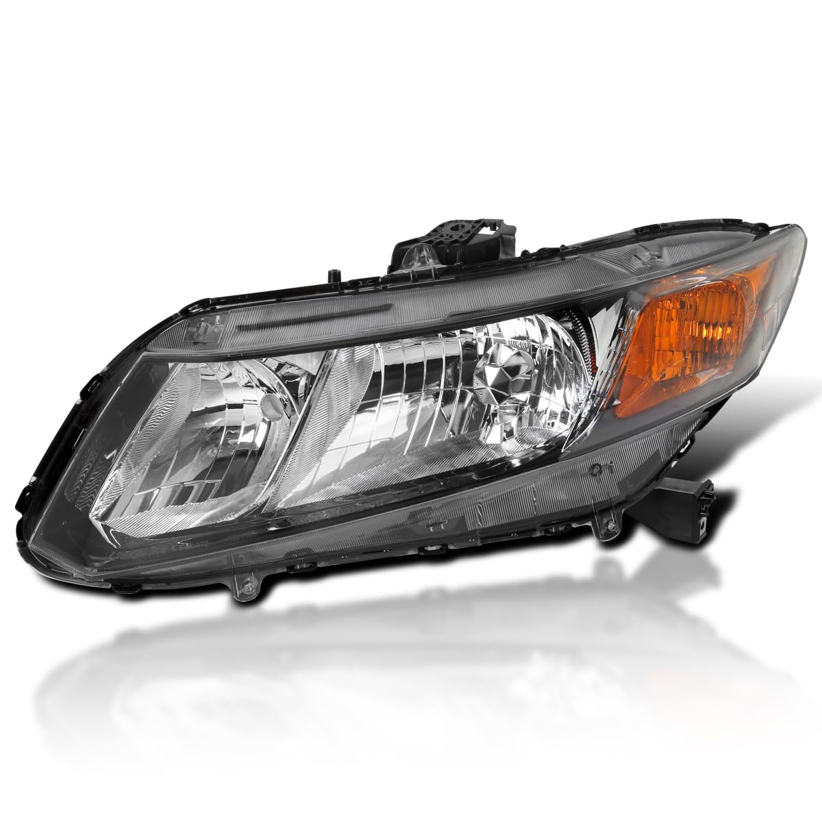 Left Driver Side SPEC-D TUNING Black Headlight Compatible with 2012-2015 Honda Civic Sedan, 2012-2013 Civic Coupe Head Light Lamp Assembly