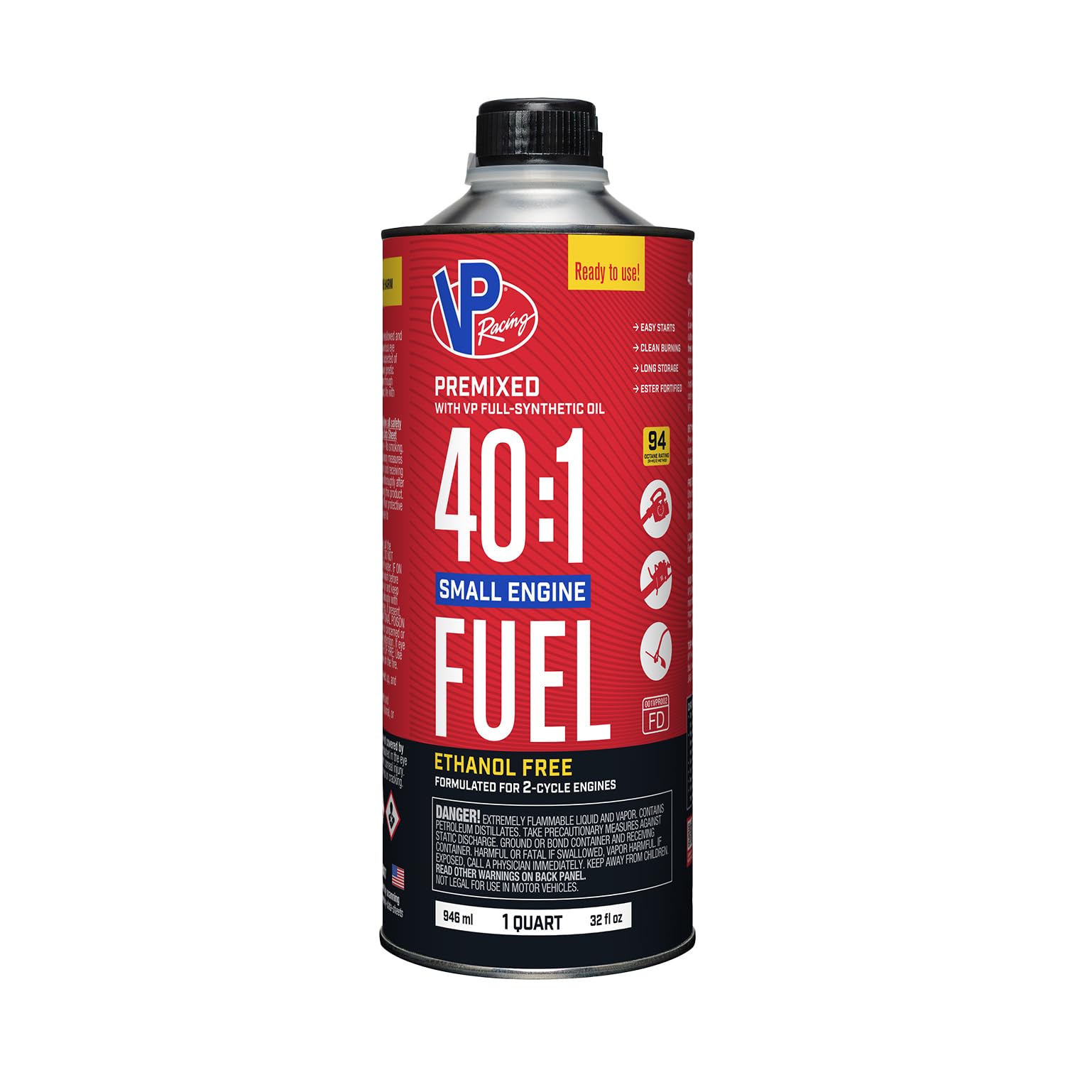 Ready to Use VP Racing Fuels 6295, 40:1 Premixed 2-Cycle Small Engine Fuel (SEF) - Quart