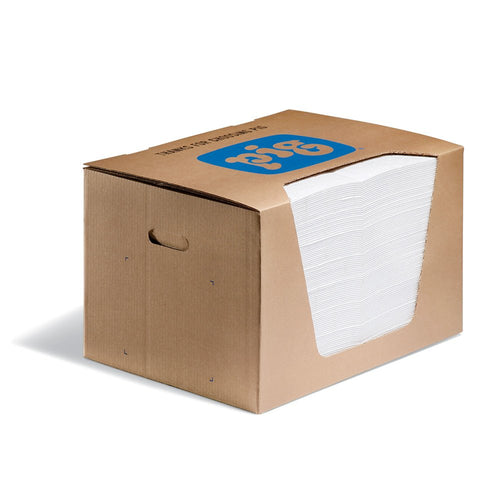 PIG Oil-Only Absorbent Mat Pad - Oil Mat - 100 Pads per Dispenser Box - 15" x 20" Pad - Absorbs up to 28 Ounces per Pad - Heavyweight - MAT440