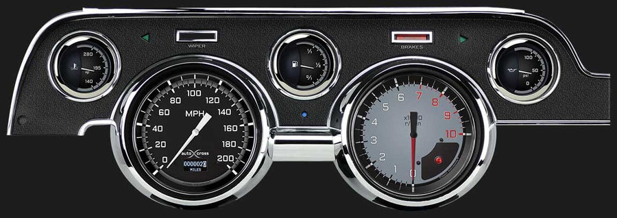 Classic Instruments Autocross Gray MU67DAXG 5 Gauge Package LED Odometer Black Bezel Fits 1967-1968 Mustang