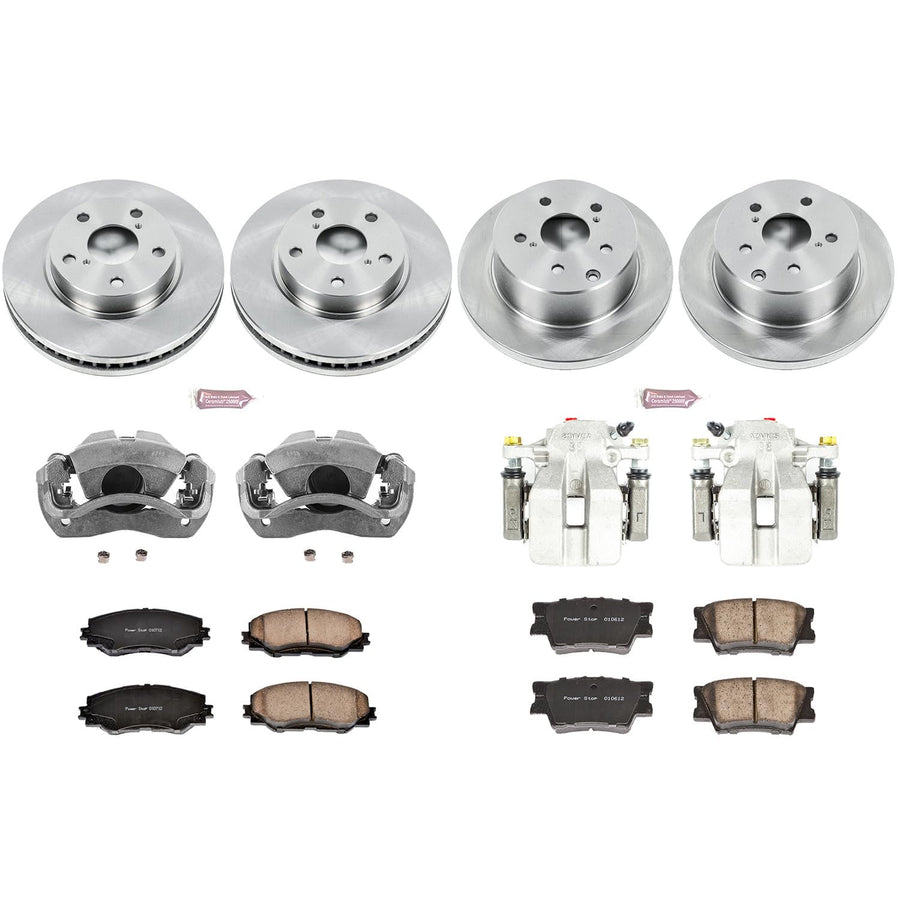 Power Stop KCOE4100 Replacement Autospeciality Front and Rear Caliper Kit- OE Rotors, Ceramic Brake Pads, Calipers For Toyota RAV4 2006-2011 [Model Specific]