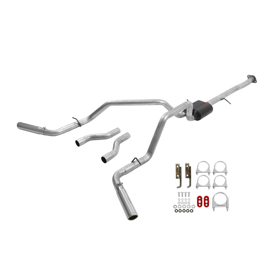 American Thunder Flowmaster 17473 Cat-Back Exhaust Kit Dual 2.5 Inch Aluminized Steel 3 Inch Stainless Tips Compatible with 1993-1995 Chevy Silverado GMC Sierra K1500 5.0L 5.7L Extended Cab Short Bed