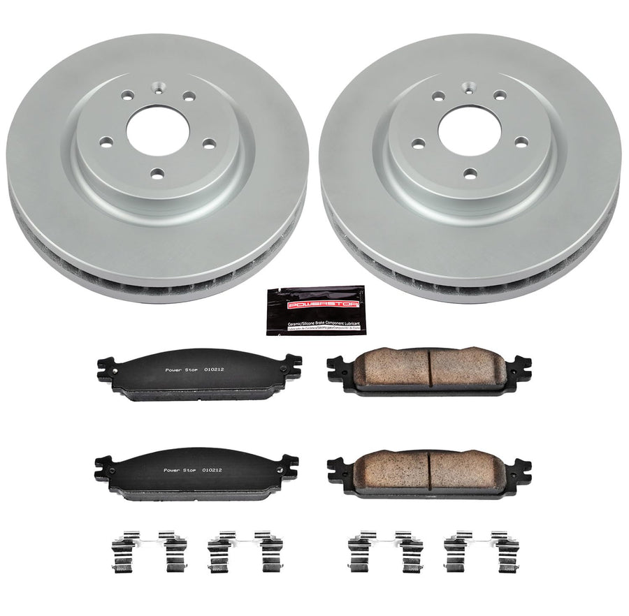 Power Stop Coated Brake Rotor CRK5509 & Ceramic Brake Pads- front For Ford Flex 2009-2011, Ford Taurus 2010, Lincoln MKS 2009-2010, Lincoln MKT 2010 [Model Specific]