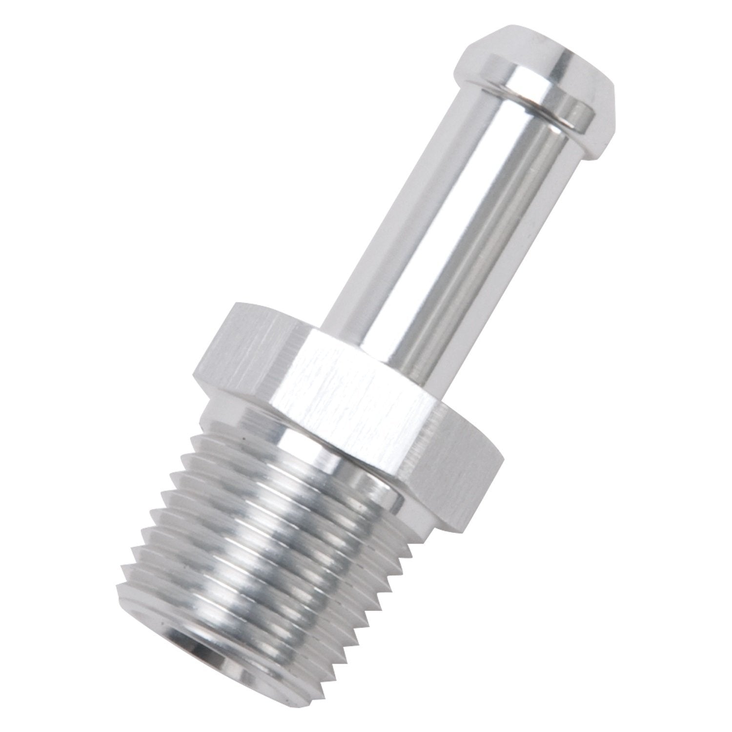 Edelbrock Heater Hose Fitting 8118 Straight Hose End 3/8 in. NPT and 3/8 in. Barb Clear Anodized