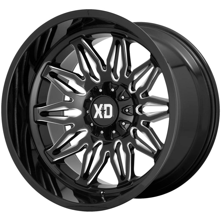 20x10 XD859 GUNNER, Bolt Pattern: 5x5/5.5, Offset: -18, GLOSS BLACK MILLED, set of 1