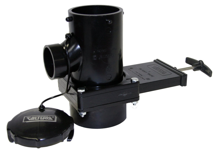 Valterra T11 San Tee Rotating Valve Assembly with 3" Hub x 1-1/2" Hub x 3" Bay with Cap,Black