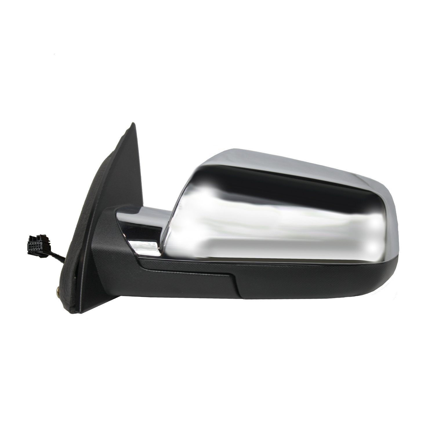 Fit System Side Driver Mirror for Chevrolet Equinox LT, GMC Terrain, Textured Black w/Chrome Cover, Spot Mirror, Foldaway, w/o Memory, Heated Power