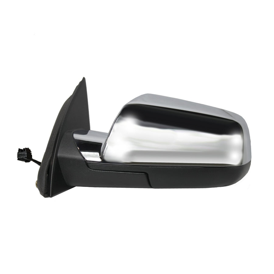 Fit System Side Driver Mirror for Chevrolet Equinox LT, GMC Terrain, Textured Black w/Chrome Cover, Spot Mirror, Foldaway, w/o Memory, Heated Power