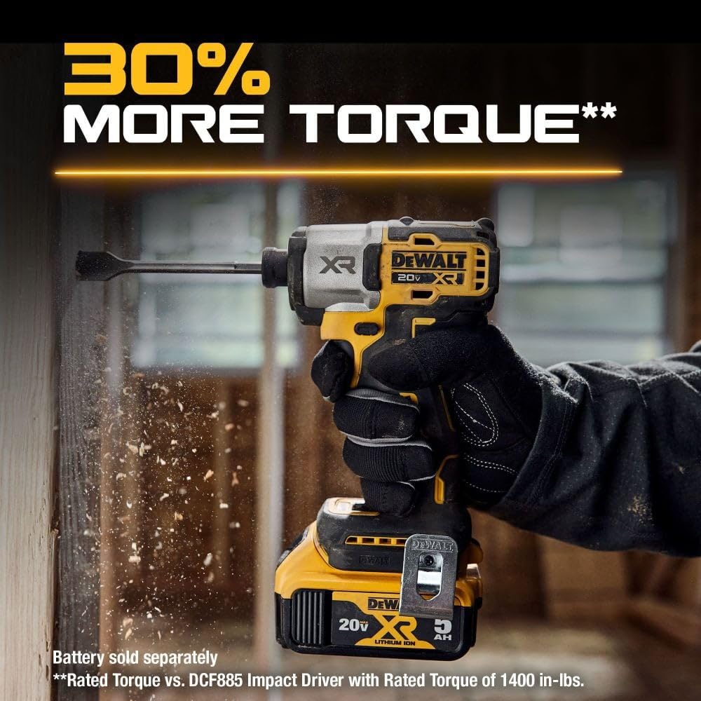 20V MAX XR DEWALT Impact Driver, 1/4 Inch High Torque Brushless 3 Speed Premium Cordless Impact Driver with LED Light, Extended Runtime, Tool Only (DCF845B)