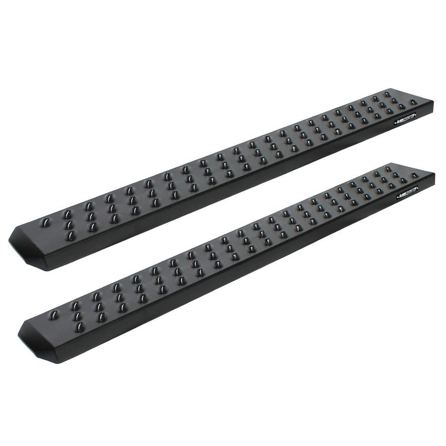Running Boards Raptor Series Steps 6.5in Wide Sawtooth Grip Black Aluminum Compatible with 07-18 Silverado/GMC Sierra 1500; 07-19 Silverado/Sierra 2500/3500 HD Regular Cab