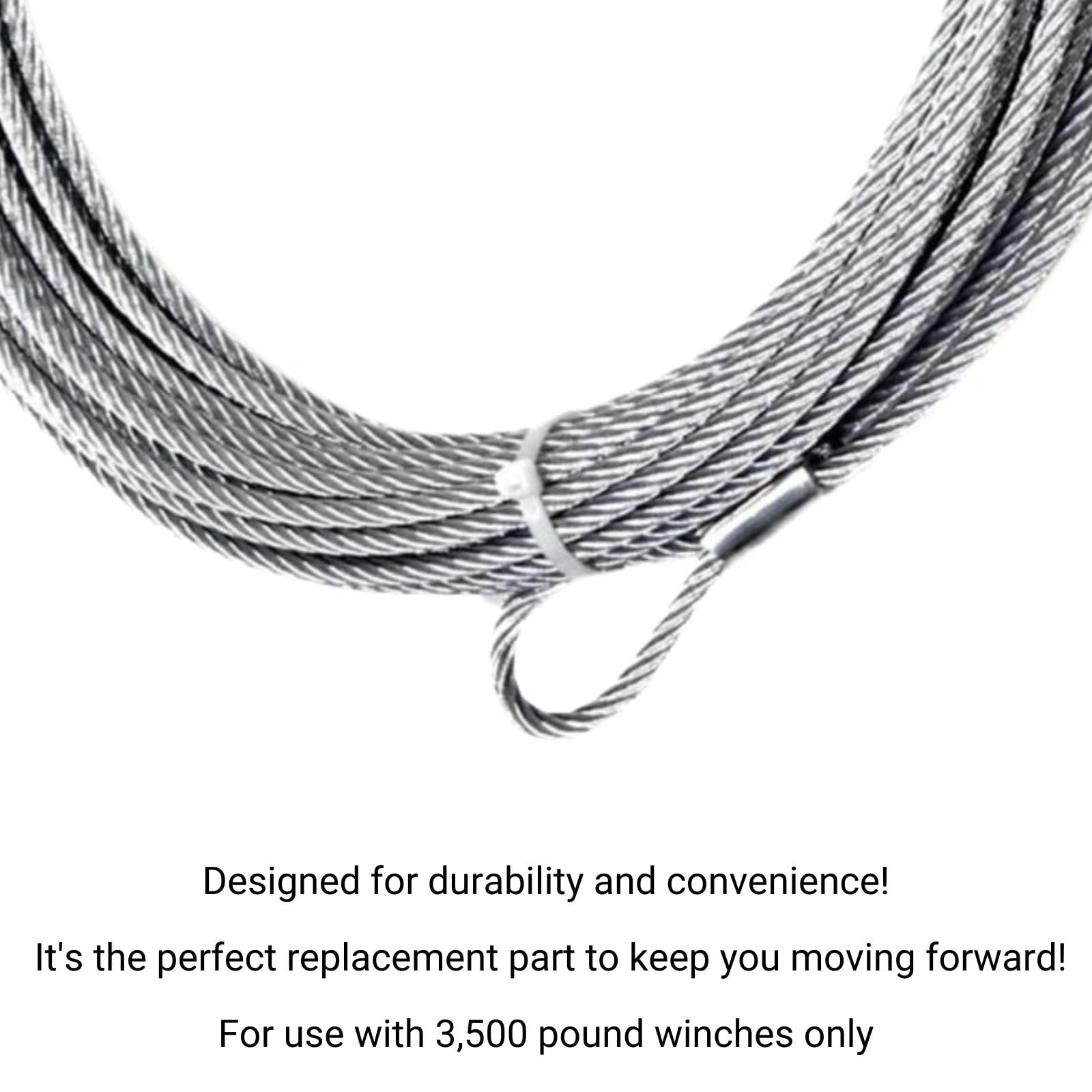 7/32" x 50' MILE MARKER 77-50112-40 Replacement Galvanized Aircraft Steel Cable for 3,500 Pound ATV UTV Winches Only | Designed for Durability and Convenience