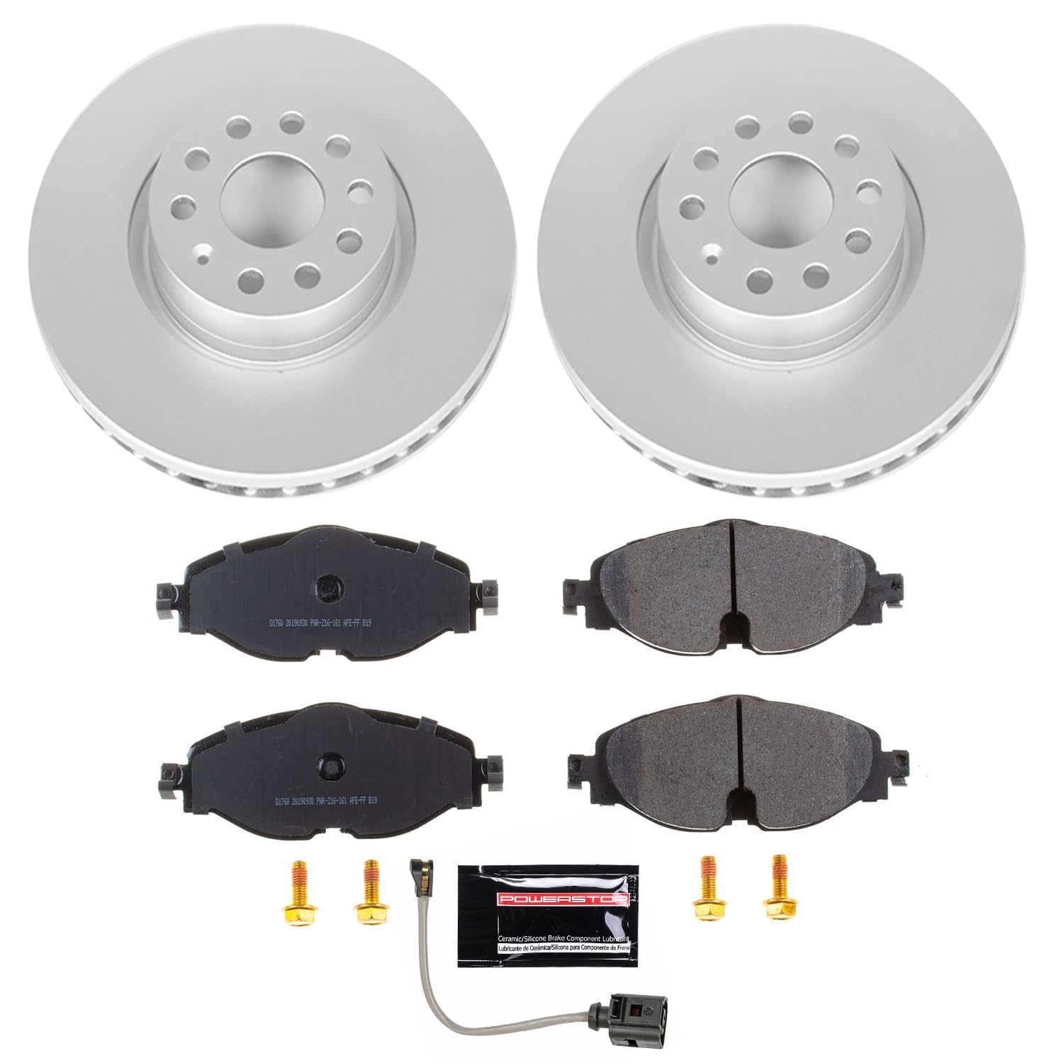 Power Stop Front CRK7082 Geomet® Coated Brake Kit and 1 Front Sensor Wire