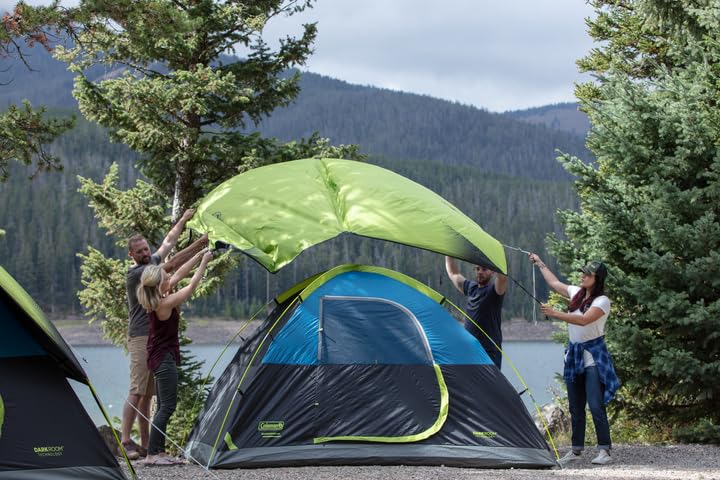 Coleman Dark Room Sundome 4/6 Person Tent, Blocks 90% of Sunlight to Keep Inside Cool, Weatherproof Tent with Rainfly Sets Up in Minutes