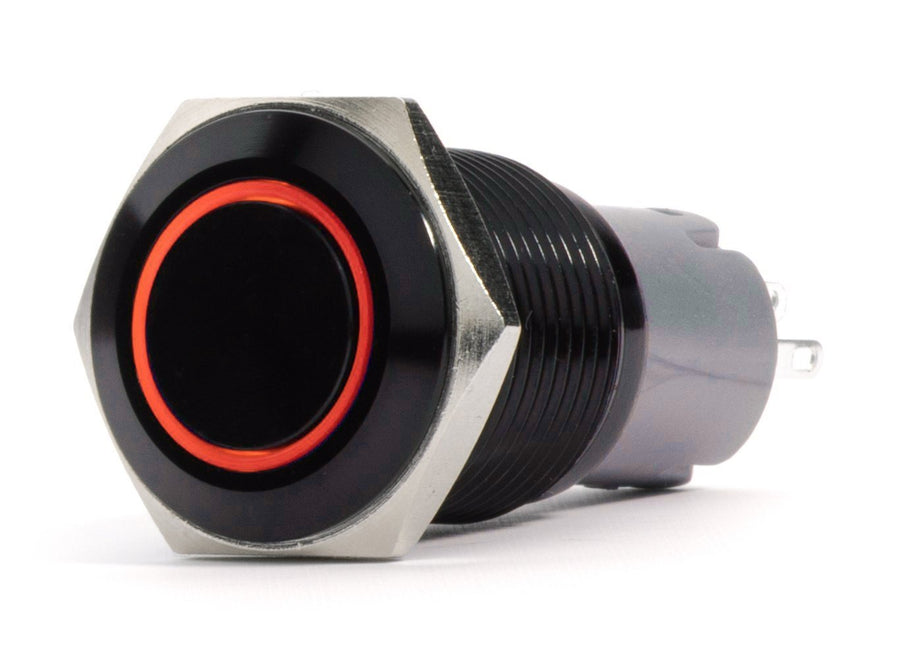 Race Sport Lighting 19mm RS-B19MM-LEDR Black 2-Position On/Off Switch (RED) - Black Flush Mount 12V