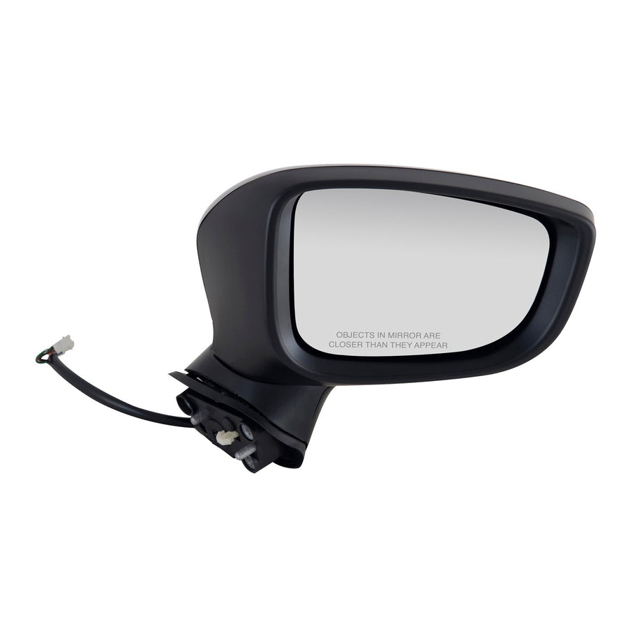 Mazda 3 Passenger Side Mirror for Japan Built, Textured Black w/PTM Cover, Foldaway, w/o Blind Spot Detection, Power