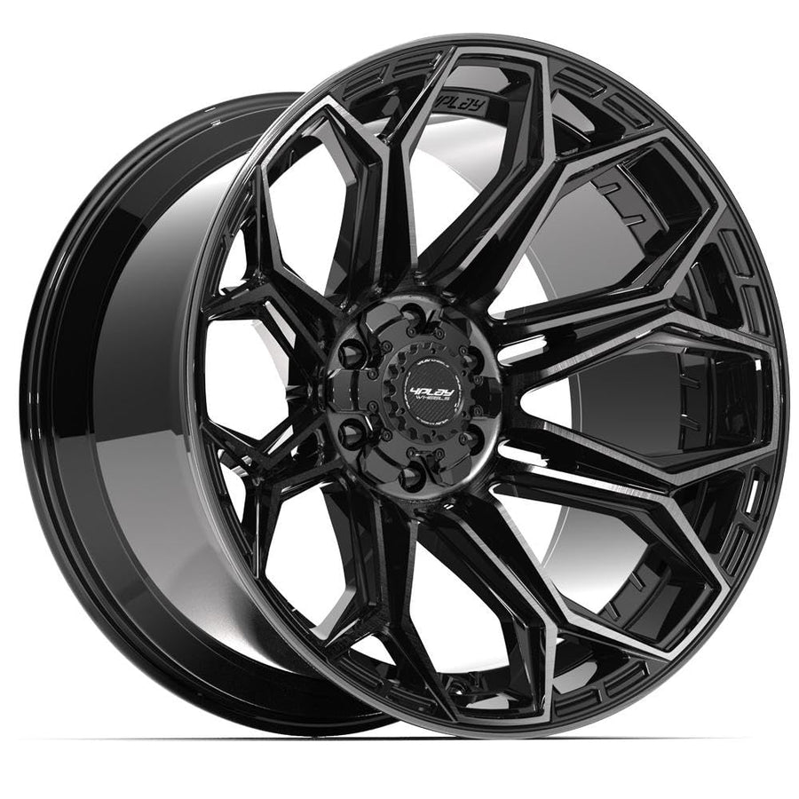 4PLAY Wheels 22 Inch Rim 4P83 Fits 6x135 & 6x139.7 22x12 Gloss Black Brushed with Tinted Clear (1)