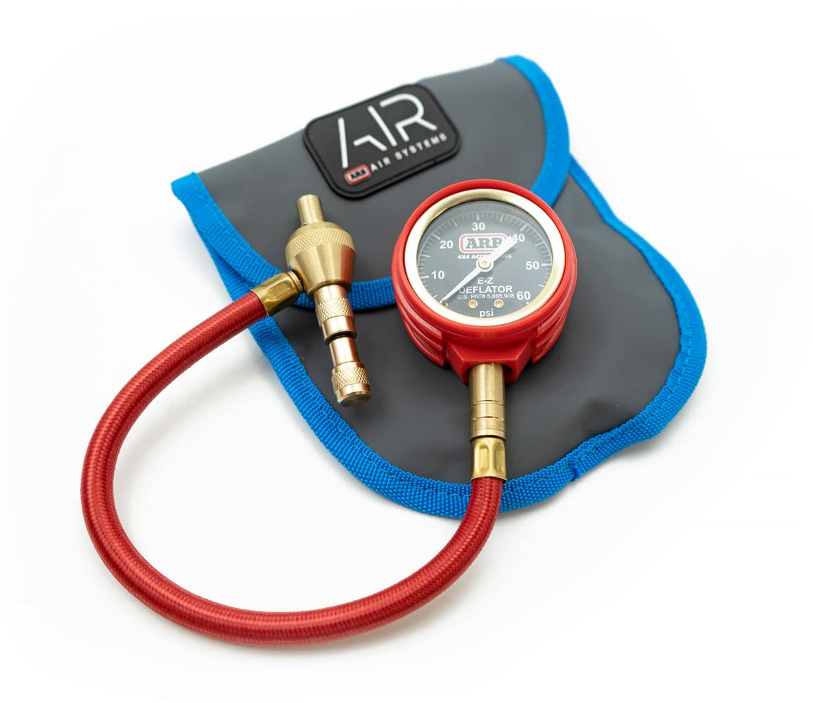 ARB E-Z Deflator Kit ARB600 10-60 PSI 0-4 BAR Tire Pressure Gauge Rapid Air Down for Offroad Include Recovery Gear Pouch