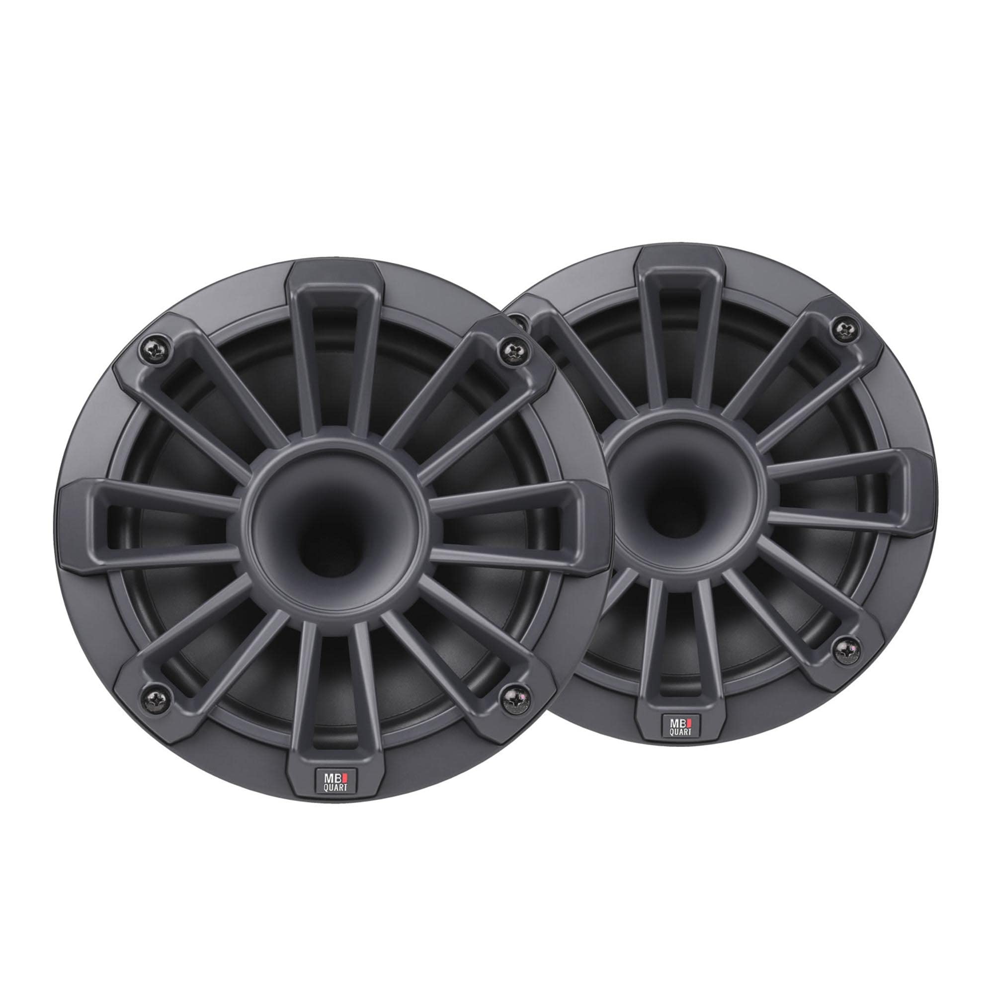 Nautic MB Quart NH2-116 6.5 Inch Marine Compression Horn Speakers. Black, Silver and White Grills Included