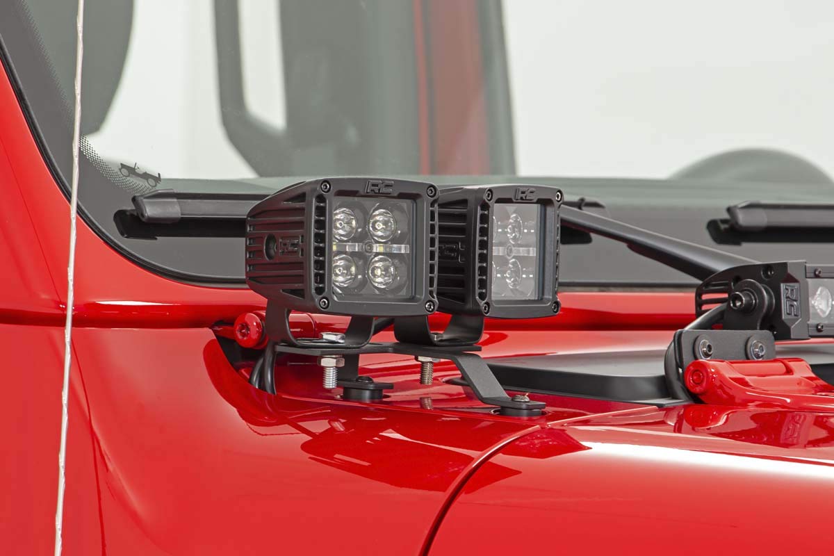 Quad LED Light Pod Kit Rough Country w/Amber DRL for 18-24 Jeep JL/JT - 70823