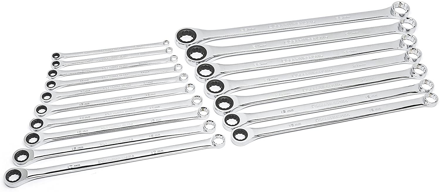 17 Pc. GEARWRENCH GearBox™ 12 Pt. XL Double Box Ratcheting Wrench Set, Metric - 85989
