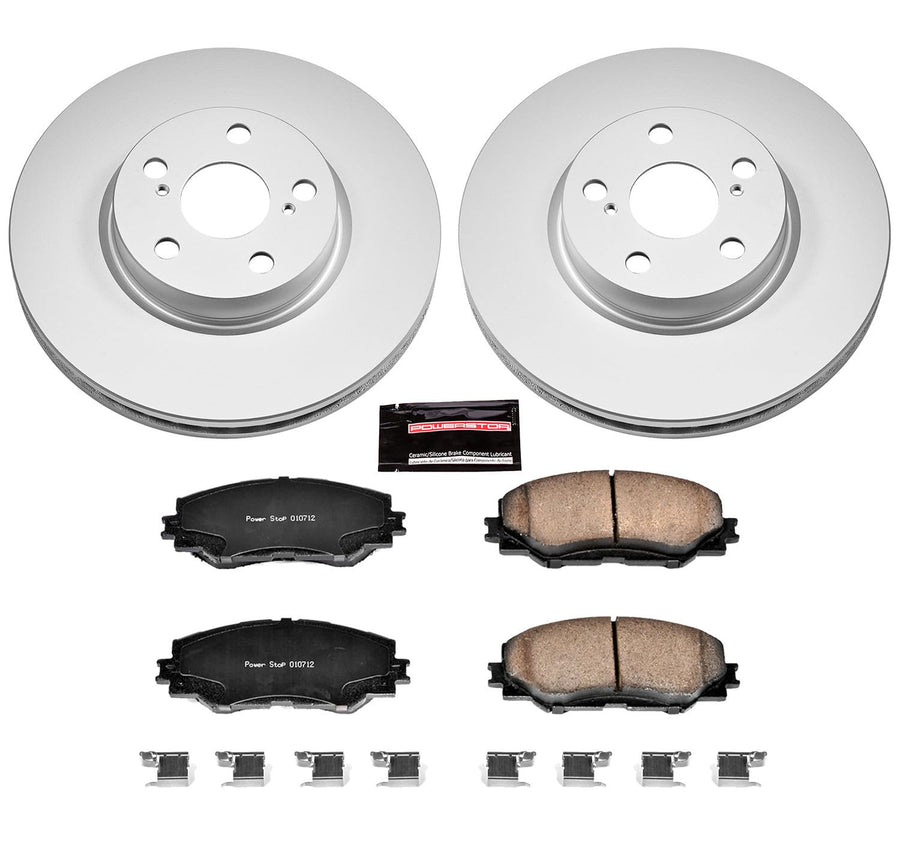 Power Stop CRK4669 Brake Rotors and Front Coated Ceramic Pads For 2009 2010 Pontiac Vibe 1.8L | 2008-2014 Scion xD | 2009-2019 Toyota Corolla | 2009-2013 Toyota Matrix 1.8L