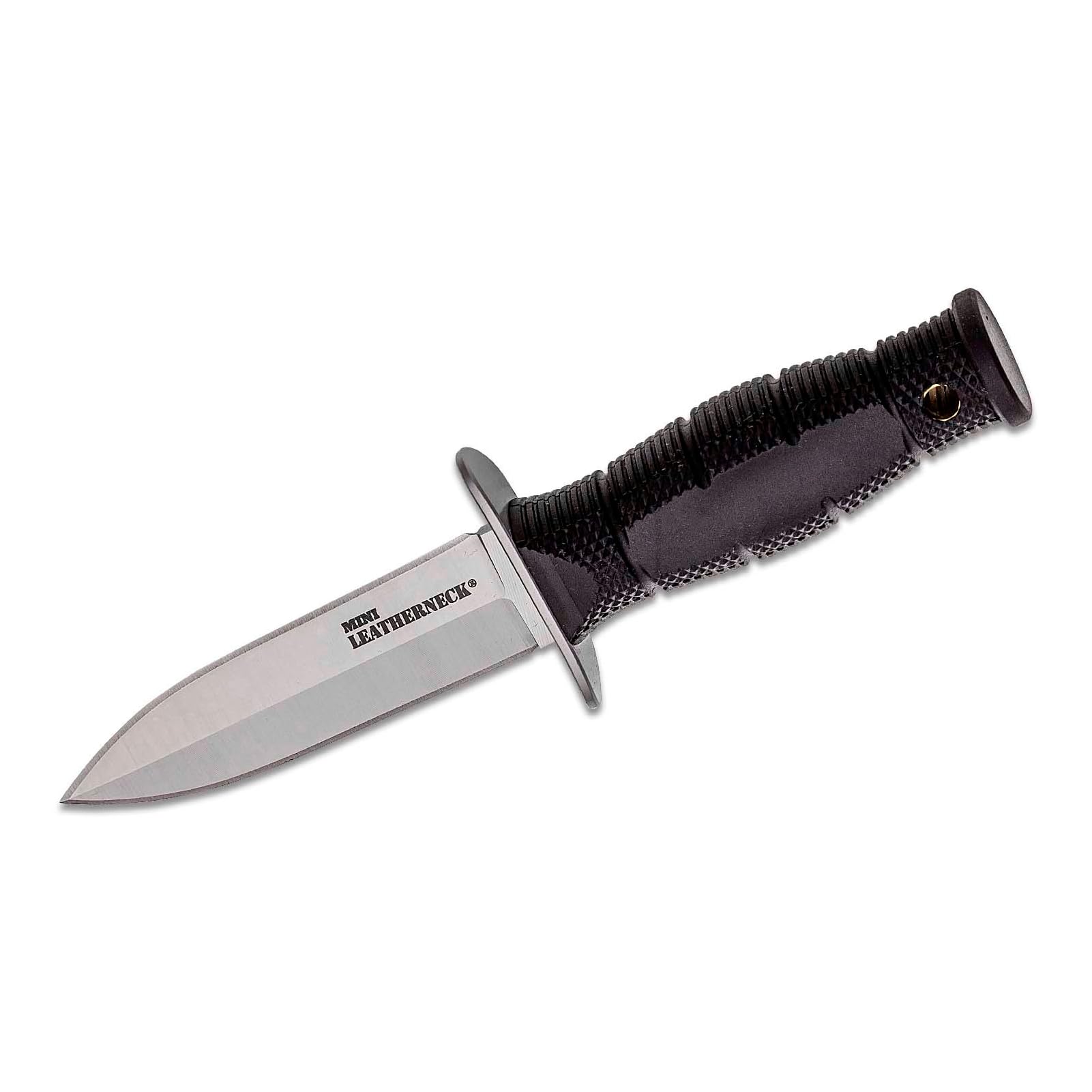 Mini Leatherneck Cold Steel Double Edge Spear Point Compact Lightweight 3.5" 8CR13MOV Steel Fixed Blade Outdoor Hunting Utility Knife, 3.25" Textured Ergonomic Kray-Ex Handle, Secure-Ex Sheath