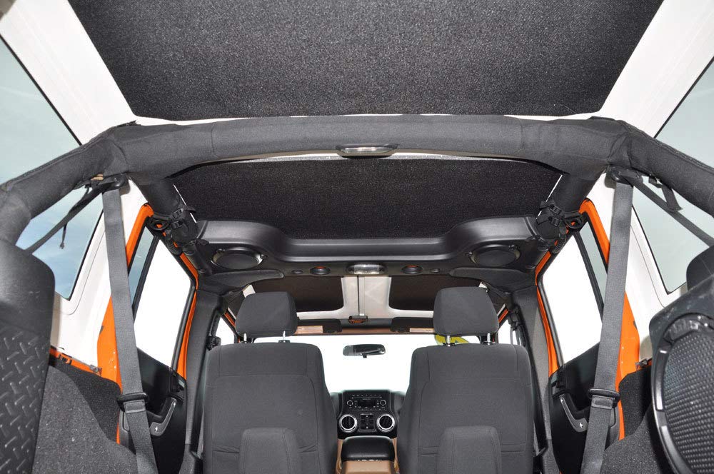 Design Engineering 050159 Boom Mat Sound Deadening Leather Look Black Headliner Compatible with 4-Door Jeep Wrangler (2011-2016)