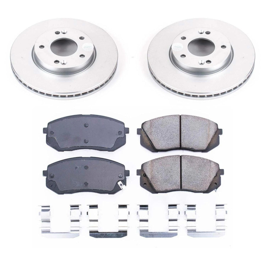 Power Stop CRK5851 Brake Pads & Coated Brake Rotor - front For Kia Rondo 2007-2010 [Model Specific]