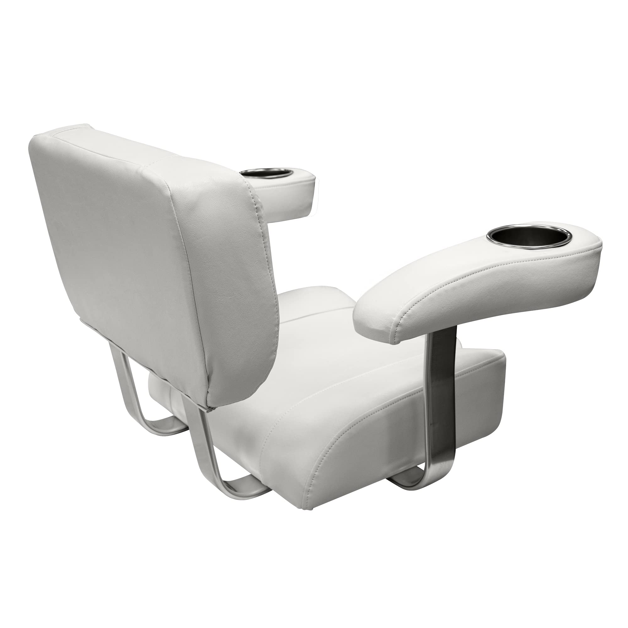 3366-784 Wise Offshore Series Deluxe Helm Chair with Oversized Arm Rests and Stainless Cupholders, Brite White