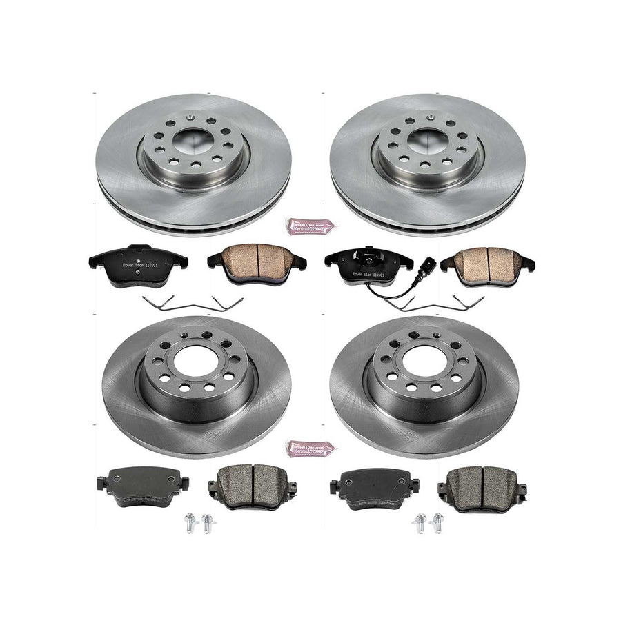 Power Stop KOE7537 Front and Rear Replacement Brake Kit-OE Brake Rotors & Ceramic Brake Pads For Audi Q3 2016-2018, Audi Q3 Quattro [Model Specific] 2016-2018