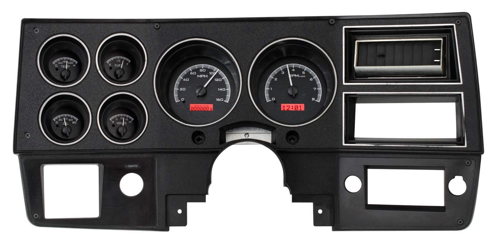 Dakota Digital VHX Analog Dash Gauges System 73-87 Chevy GMC Pickup Truck Black Alloy Red VHX-73C-PU-K-R