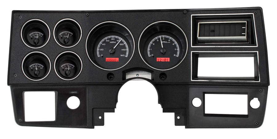 Dakota Digital VHX Analog Dash Gauges System 73-87 Chevy GMC Pickup Truck Black Alloy Red VHX-73C-PU-K-R