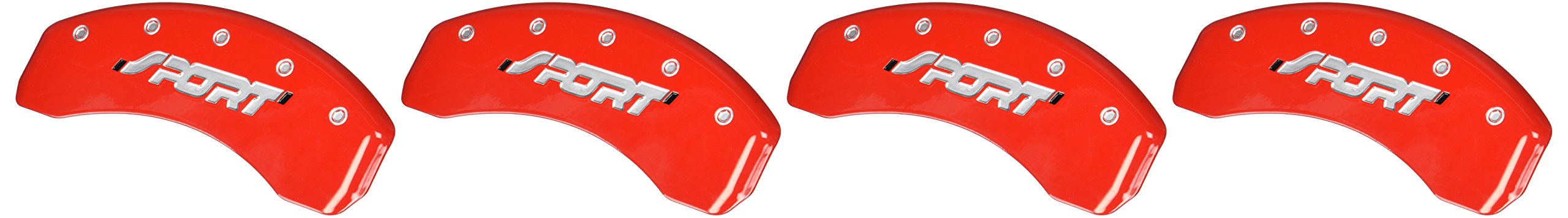 Red Brake Covers MGP Caliper Covers 10119SSPORD Engraved with Silver Sport (Bold) (Set of 4)