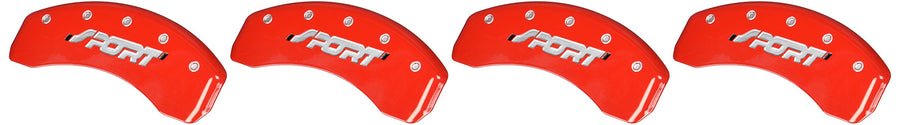 Red Brake Covers MGP Caliper Covers 10119SSPORD Engraved with Silver Sport (Bold) (Set of 4)