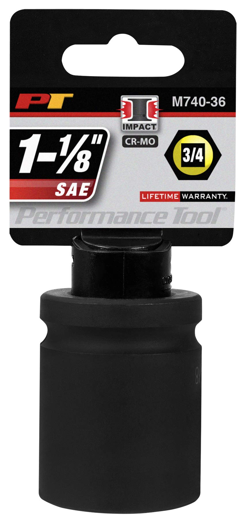 M740-36 Performance Tool 3/4-Inch Drive 1-1/8-Inch Impact Socket for Heavy-Duty Automotive Applications