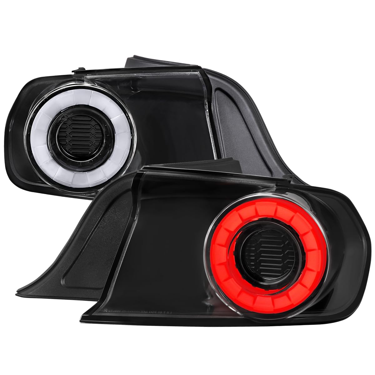LED Sequential Signal Tail Lights SPEC-D TUNING Glossy Black Compatible with 2015-2022 Ford Mustang, Left + Right Pair Assembly