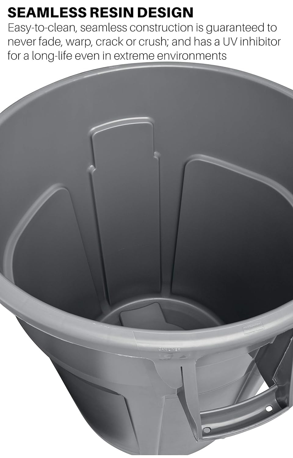 BRUTE Rubbermaid Commercial Products Heavy-Duty Round Trash/Garbage Can, 10-Gallon, Gray, Outdoor Waste Container for Landscapers/Construction/Restaurants/Office/Warehouse/Commercial Environments